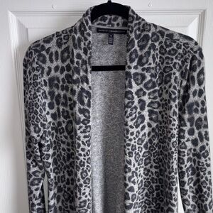 White House Black Market Gray Leopard Cardigan